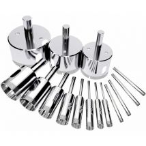 15 pièces Foret Diamant Forets Scies Cloche Trou Scies Foret Diamant Trépan Diamant scie clocCarrelage pour Verre, Céramique, Porcelaine,