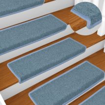 Maison Chic - 15 pz Tappetini per Scale,Tappeti Antiscivolo per Scale Interne per Bambini, Anziani e Animali 65x21x4 cm Blu CWW491141 BonneVie