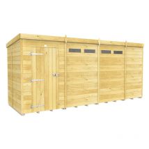 15 x 5 Feet Pent Security Shed - Single Door - Wood - L147 x W454 x H201 cm