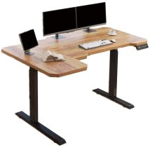 Bluenara - 150 Cm Bureau Électrique Debout En L À Double Moteur Structure En Acier Réglable En Hauteur, Ambre/noir