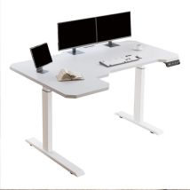 150 Cm Bureau Électrique Debout En L À Double Moteur Structure En Acier Réglable En Hauteur, Blanc/blanc