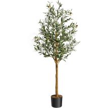 Hausprofi Künstlicher Olivenbaum 1.5m, Kunstpflanze Im Topf. Sicheres Pe-material, Kippschutz, Geruchlos, Wasserfest. Ideal Für Zuhause, Büro, 