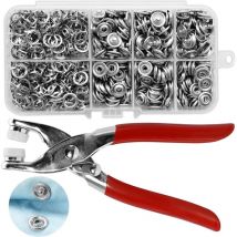 Keyoung - 150 Druckknöpfe Set Mit Zange,Druckknöpfe Ohne Nähen,Jersey Druckknöpfe Druckknopfzange Metall Nähzubehör Fünfpoliger Schließe für diy