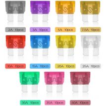 150 pcs Voiture Standard Fusibles Assortiment Lame Fusible 2A 3A 5A 7.5A 10A 15A 20A 25A 30A 35A 40A pour Auto Camion De Voiture avec 1 Lame Fusible