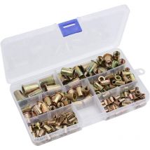 150 Pièces Écrous à Rivets M3 M4 M5 M6 M8 M10 Kit d'Assortiment d'Inserts de Filetage en Acier au Carbone Galvanisé 150x Écrous à Rivets Aveugles à
