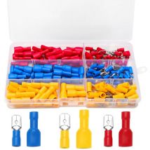 150 Pièces Cosse Connecteur à Sertir Électrique Set, Femelles et Mâles Bornes Isolées à Sertir, Cosse a Sertir, Cosses Electriques