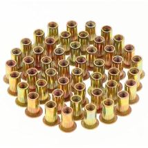 150 Pièces Écrou à Rivet M5 Fileté à Tête Plate, Écrous à Riveter Fileter, Assortiment M5 Rivet Inserts Filetés pour Métal Plastique (10 mm x 13 mm)
