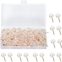 150 Stück Transparente Reißnägel Rund Reißzwecken Pinnwandnadeln Rose Gold mit Kunststoffgehäuse für Pinnwände Stabil Wiederverwendbar für Büro