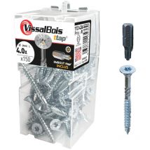 Boite de 150 vis agglo premium zinguée torx/ttap ailette 16/20/25/30mm - diam 4 mm - Longueur 15,90 mm