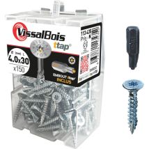 Boite de 150 vis agglo premium zinguée torx/ttap ailette 16/20/25/30mm - diam 4 mm - Longueur 15,90 mm