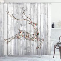 150 X 180 Cm Großer Duschvorhang Mit Weihnachtsmotiv, Weihnachtsmann Und Rentier, Badezimmer-dekorationsset, Wasserdichtes Material, Inklusive 12 