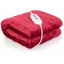 Costway - 150 x 200 cm Electric Heated Blanket Soft Heating Blanket Throw 4 Heating Levels