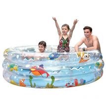 150 x 53cm Friendly Fun Fish Sea Design Inflatable Three Ring Paddling Water Pool