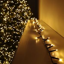 1500 LED 37.5m Indoor Outdoor Christmas Multi Function Mains Operated String Lights with Timer in Vintage Gold