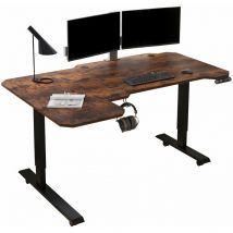 Bluenara - Bureau Assis-Debout Électrique Réglable en Hauteur en Forme de l de 150 cm, Cadre en Acier, Marron/Noir