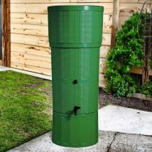 Water Butts Direct - 150L Rattan Wicker Effect Polybutt Water Butt - Green
