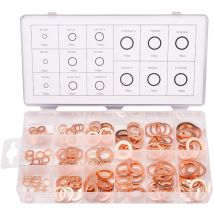 Houhence - 150pcs 15 Spécifications Joints Bague D'étanchéité, Rondelles En Cuivre Assortiment Kit, Cuivre Rondelles Joint bague d'étanchéité avec