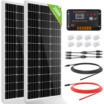 Eco-worthy - 200W 12V/24V Solar Panel Kit Off Grid Battery Charge For Caravan rv Marine Trailer Camper Van Camping