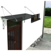 Auvent en verre gris 150x90 cm - Transparent avec support. Support en acier - Glaszentrum Hagen