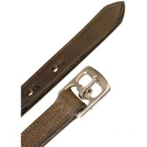 125 cm, Marron foncé: Etriers anglais en cuir avec boucles en acier inoxydable