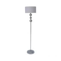 157cm Glass Tripod Floor Lamp with 3 Ceramic Ball Design Base and Silver Linen Shade for Bedroom