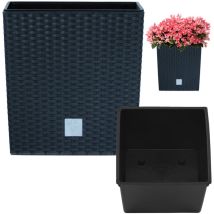 Prosperplast Blumentopf Rato Low Anthrazit Kunststoff, Mit Einsatz, 26,6/40,8 Cm, Höhe: 26,6 Cm