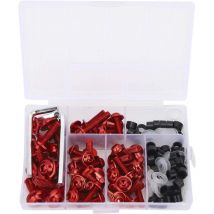 158 pièces/ensemble Kit de clé à joint universel pour boulons de carénage, Kit universel de boulons de carénage en aluminium abs pour moto(rouge)