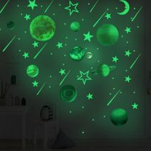 158PCS Autocollants Lumineux Planètes Étoiles Lumineuses Système Solaire Planètes Fluorescent Stickers Muraux Décoration de Plafond Autocollants pour
