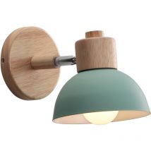 Norcks - 15CM Applique Murale Rétro Moderne Applique Murale En Bois Et Métal Lampe Murale Nordique Simple, Angle Réglable, (Vert) E27