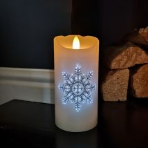 Samuel Alexander - 15cm Battery Operated Glitter Snowflake Dancing led Candle Christmas Decoration with Thin Lines