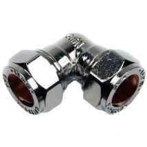 Pepte - 15mm Compression Equal Elbow Copper Pipe Fittings Chrome Plated