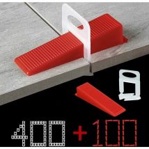 Tile Leveling System 1.5mm Joint Width, 400 Pull Tabs, 100 Pieces Reusable Wedges Set, Leveling System for Tile Thickness 3-12mm