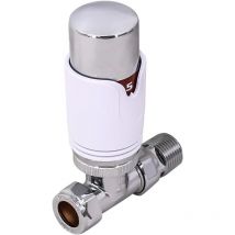 Warmehaus - Straight Thermostatic Radiator Valve x 1 Chrome/White