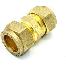 Conex - 15mm Straight Coupler Brass Compression Fitting Coupling