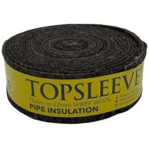 Topsleeve - 15mm to 22mm Pipe Insulation Lagging Sheep Wool Eco 7.2m