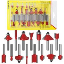 SHINING HOUSE 15pcs 6.35mm Shank Router Bits Set Kit Tungsten Carbide Router Bits Woodworking Profile Carbide Tool