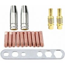 15Pcs Welding Torch Consumables Fit for MB15AK/MIG/MAG Welding Nozzle Tip, Conical Gas Nozzle, Conductive Nozzle Holder, Conical Gas Nozzle Kit