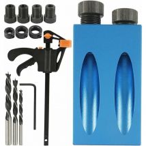 Groofoo - 15pièces Gabarit de percage oblique avec forets 15 ° Positionneur de menuisier,Gabarit de trou de poche,Guide de percage pour coin à bois