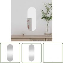 The Living Store Miroir mural 15x40 cm Verre Ovale - Miroir Mural - Miroir Ovale - Miroir Décoration - Miroir Salle De Bain - Miroir Argenté