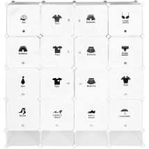 Haloyo - 16 Cubes Armoire étagère modulable en plastique blanc casiers Penderies Rangement Armoire Penderie Placard
