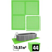 16 m² Stuoia di Sottofondo per Piscina - 44 Tappetini in EVA 62x62 per Esterni