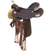16", Cognac: Selle Western Barrel en cuir graissé avec arche de ralide