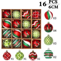 Serbia - 16 Pcs Decoration Noel Sapin Boule de Noel, Decoration Sapin Noel Boules de Noel avec Boules Vertes, Rouge et Or, 7 Styles Deco Sapin Noel