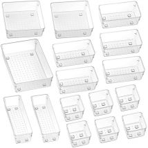 16 pièce en plastique organisateur de tiroir 5 tailles pour Papeterie, maquillage, cuisine, rangement bureau