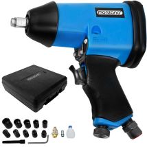Monzana Pneumatic 1/2' Impact Wrench Set Compressed Air Powered Tools 17 Piece Kit Extension Carry Case Rubberised Grip Powerful Heavy Duty 340 Nm