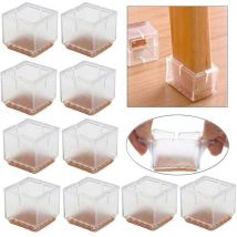 16 Pièces Protection Pied de Chaise, Carrée Tampon Chaise, Protege Pied de Chaise Silicone pour Protéger Le Sol des Rayures et du Bruit, Embout Pied