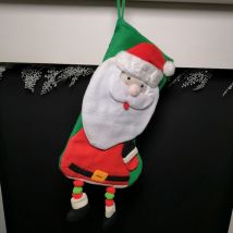 16 Plush Green Christmas Present Stocking - Santa