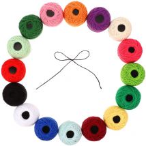 Feiyue - 16 rouleaux de fil de coton à broder coloré, matériel de fil à broder diy, fourniture de broderie à coudre