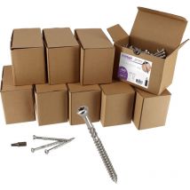 Lot de 1600 Vis terrasse en Inox A2 à tête fraisée réduite - Empreinte TX25 - Diamètre 5 mm - 8 embouts offerts - Longueur 60 mm