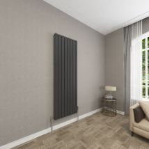 Black Radiator Vertical Single Flat Panel High Thermal Conductivity Radiators 1600x544mm Suitable for Many Rooms